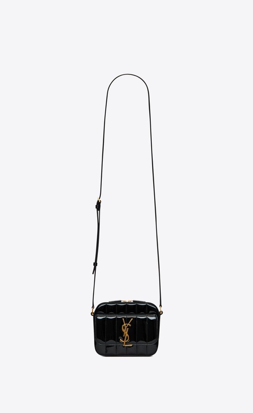 Vicky toy camera bag in quilted patent leather